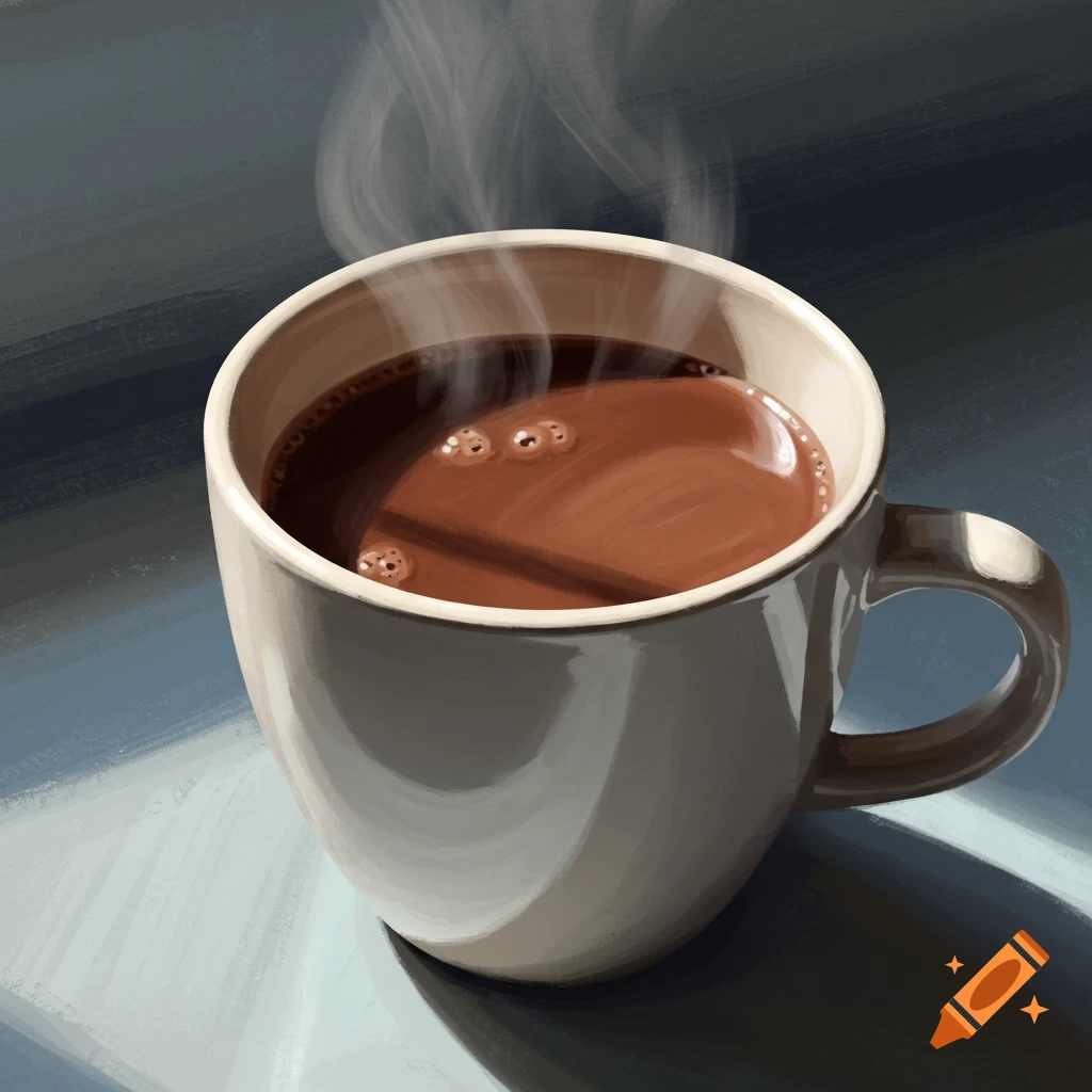 A steaming cup of chocolate milk