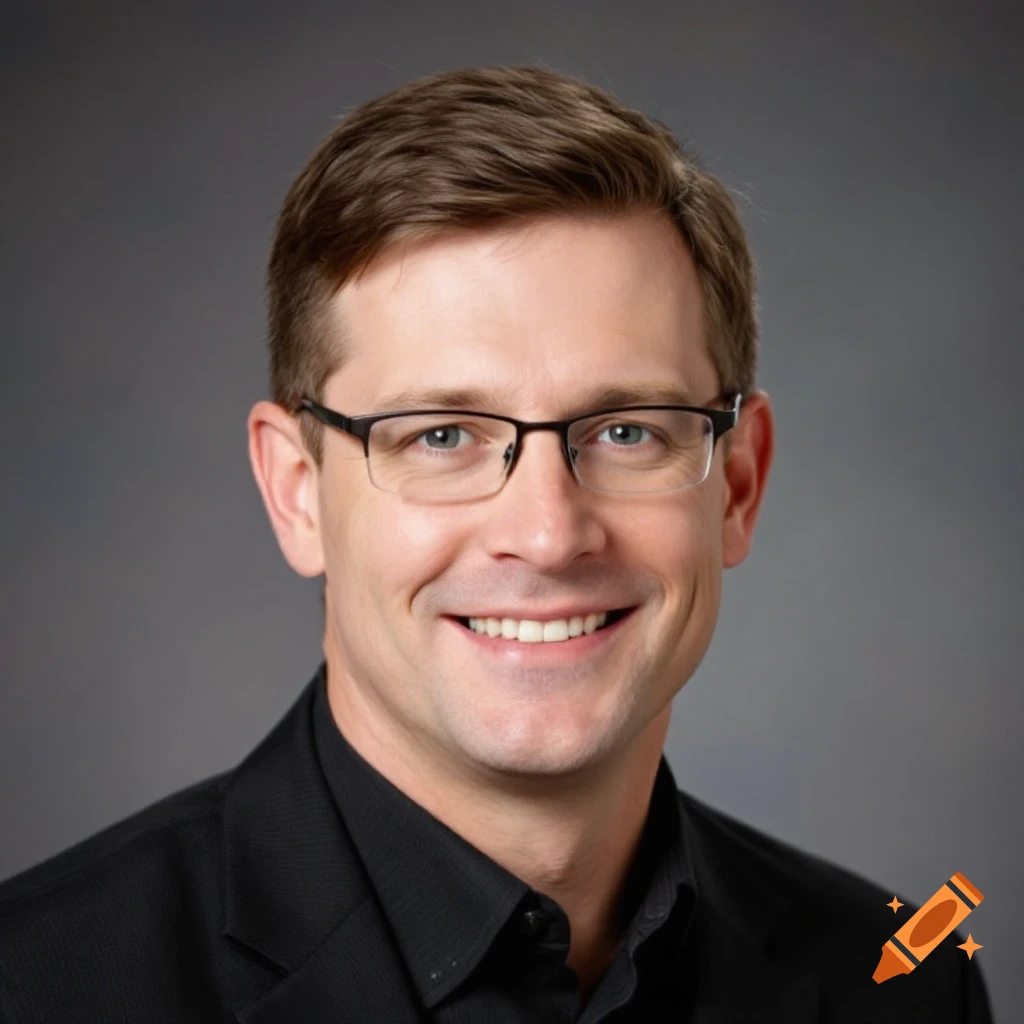 A man wearing glasses and a black shirt smiles.