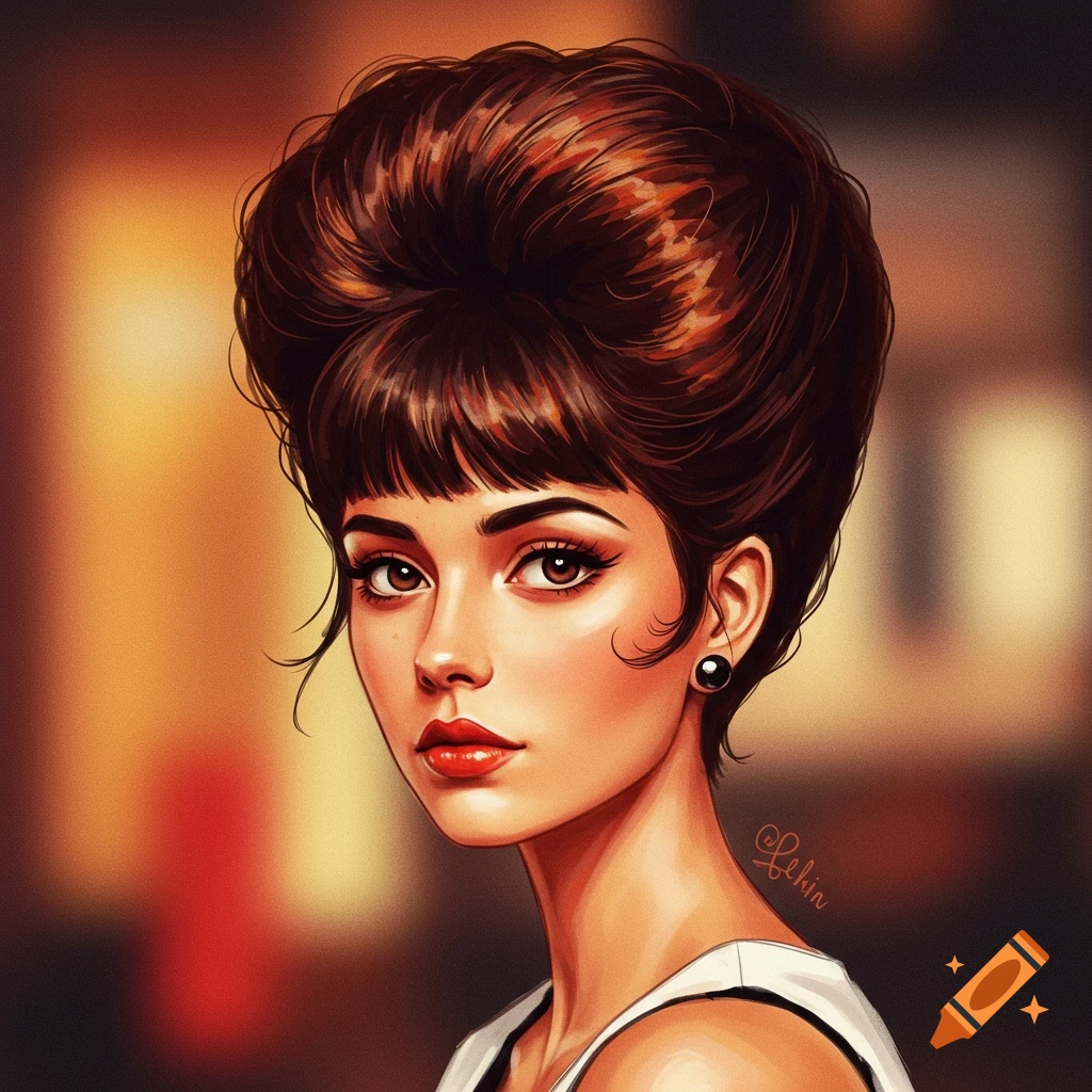 Woman with a beehive hairstyle