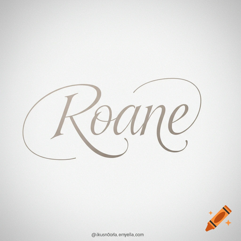 The word Roane in beige calligraphy with swirls on a light background
