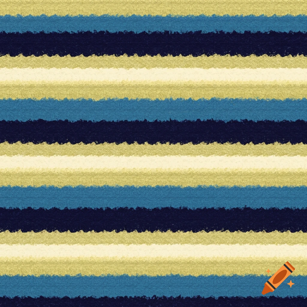 Horizontal stripes in blue, yellow, and cream with a rough texture.