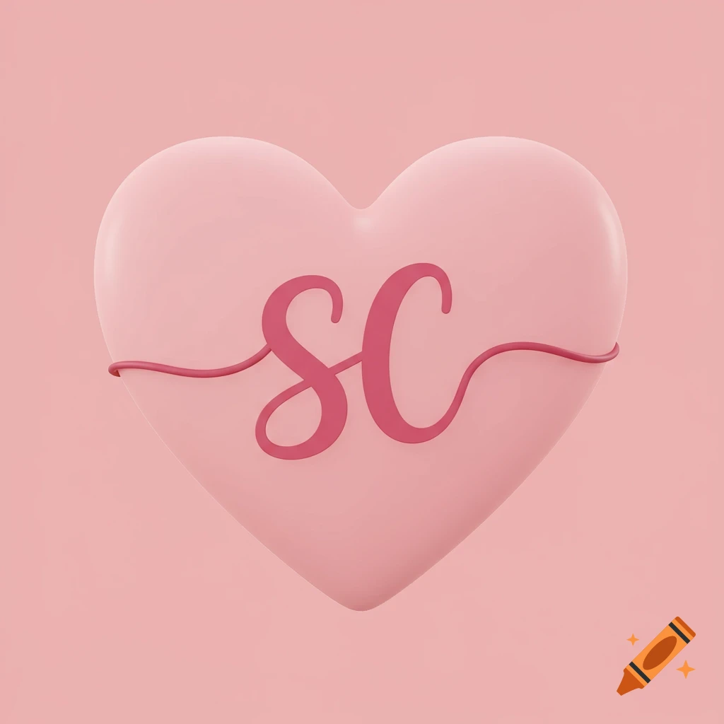 A pink heart with the letters SC in cursive.