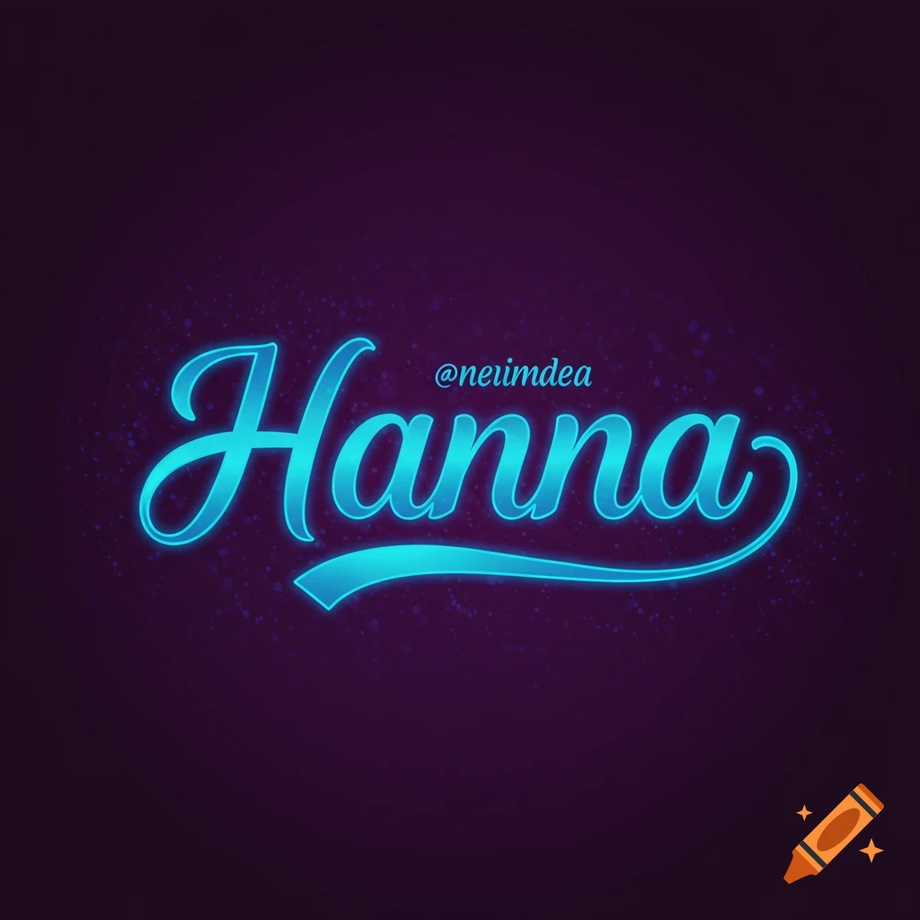 The name Hanna written in glowing blue cursive script on a dark background with speckles.