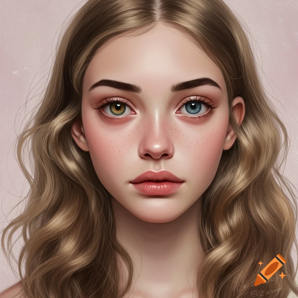 A young woman with mismatched eyes.