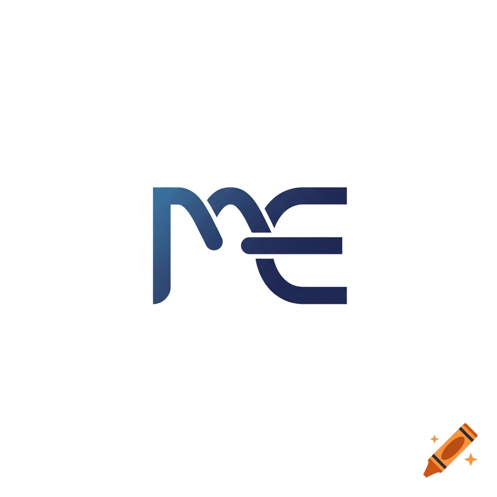 A blue logo combining the letters M and E