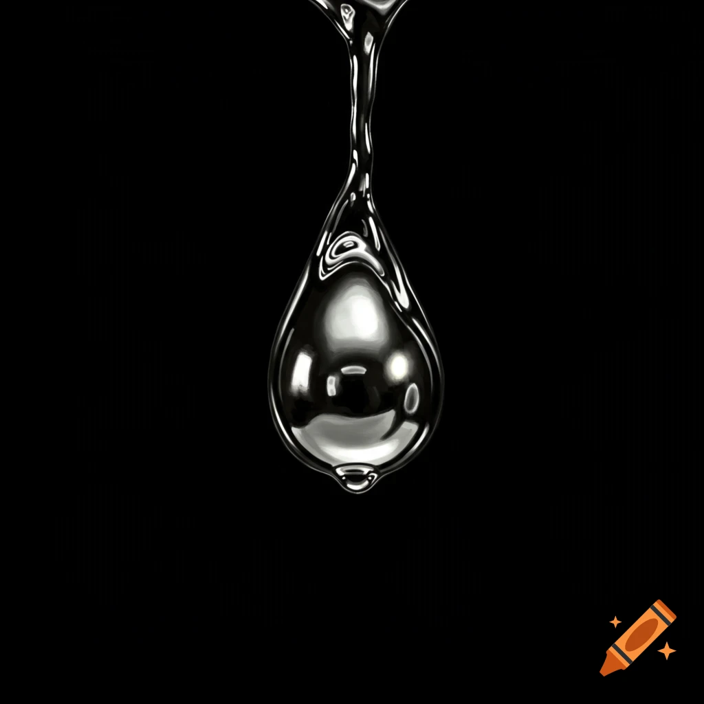A single drop of mercury dripping
