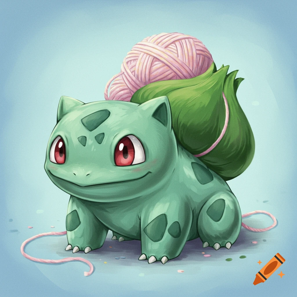 Bulbasaur with yarn on its back