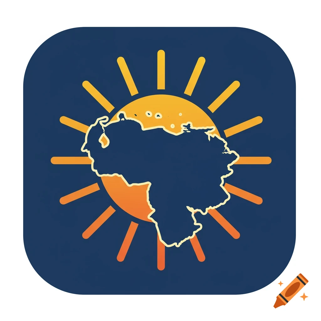 Website icon featuring the map of Venezuela over a sun.