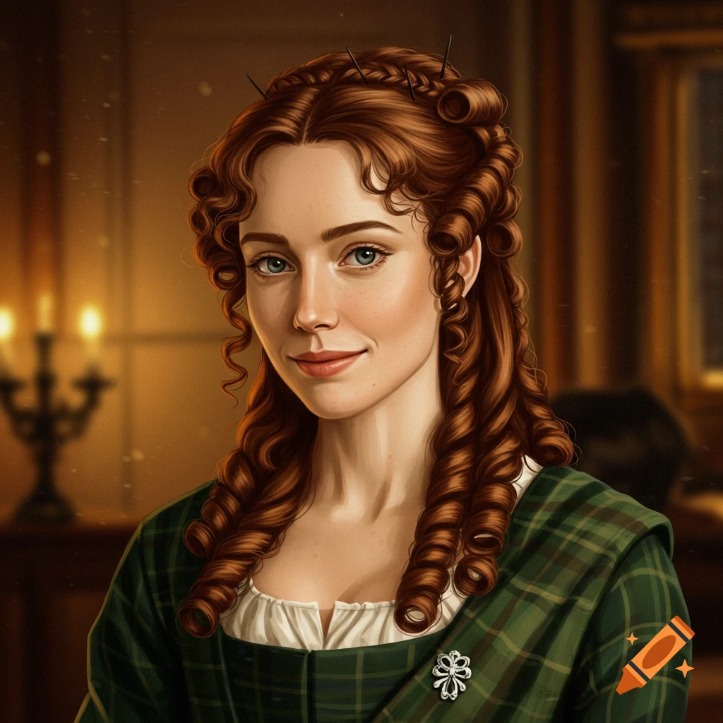 A woman in historical Scottish dress