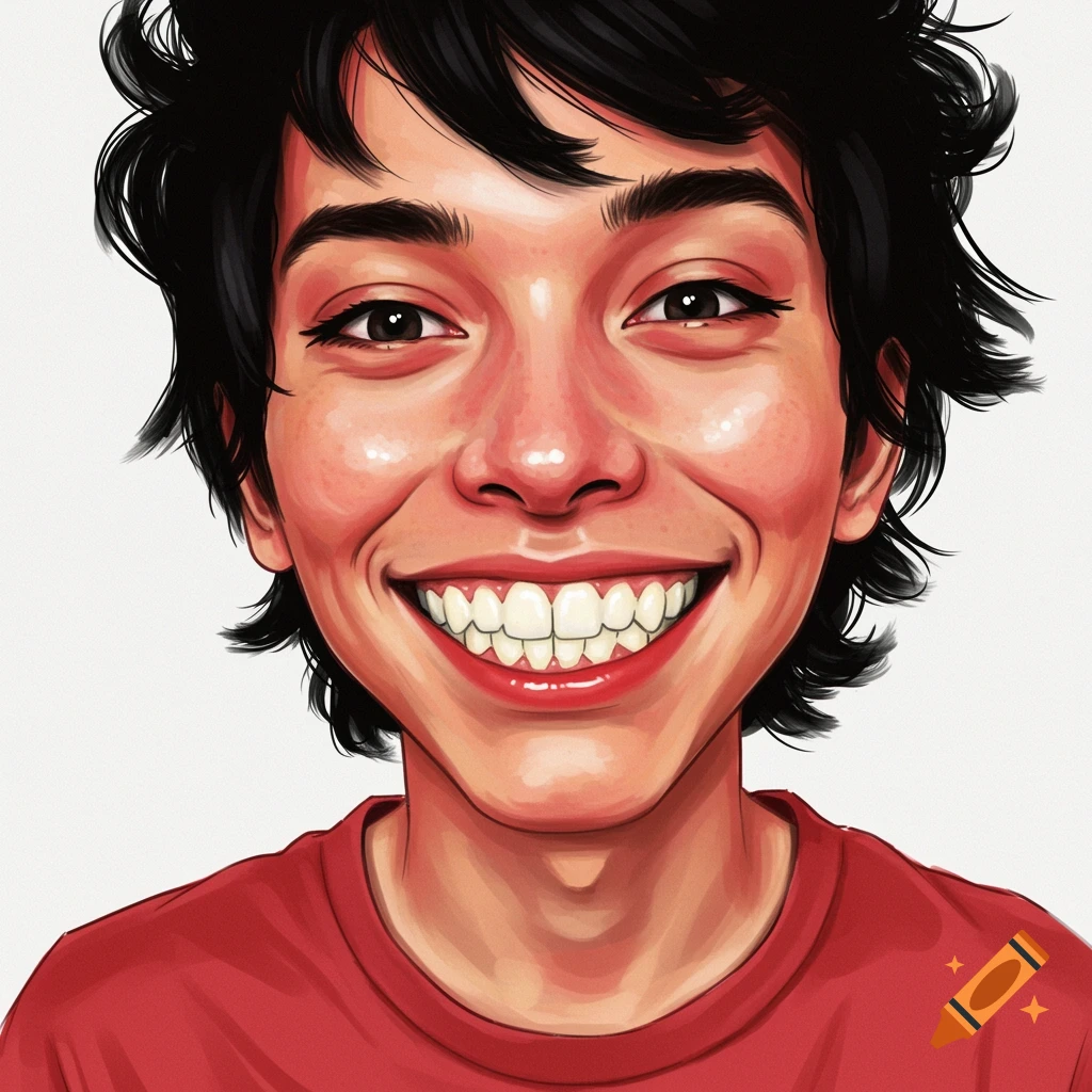 Portrait of a person with big teeth, smiling