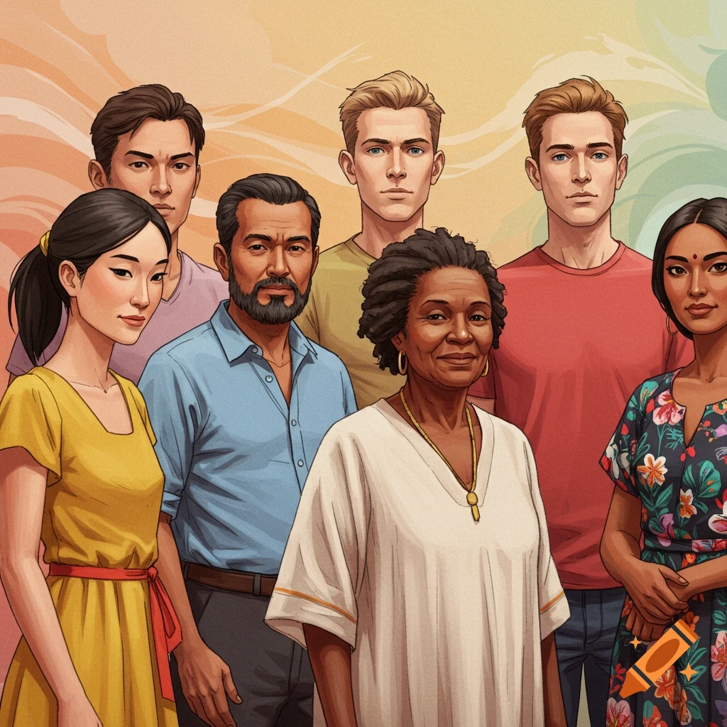 A diverse group of people standing together.