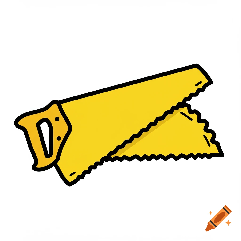 Two saw blades in a yellow and black clipart style