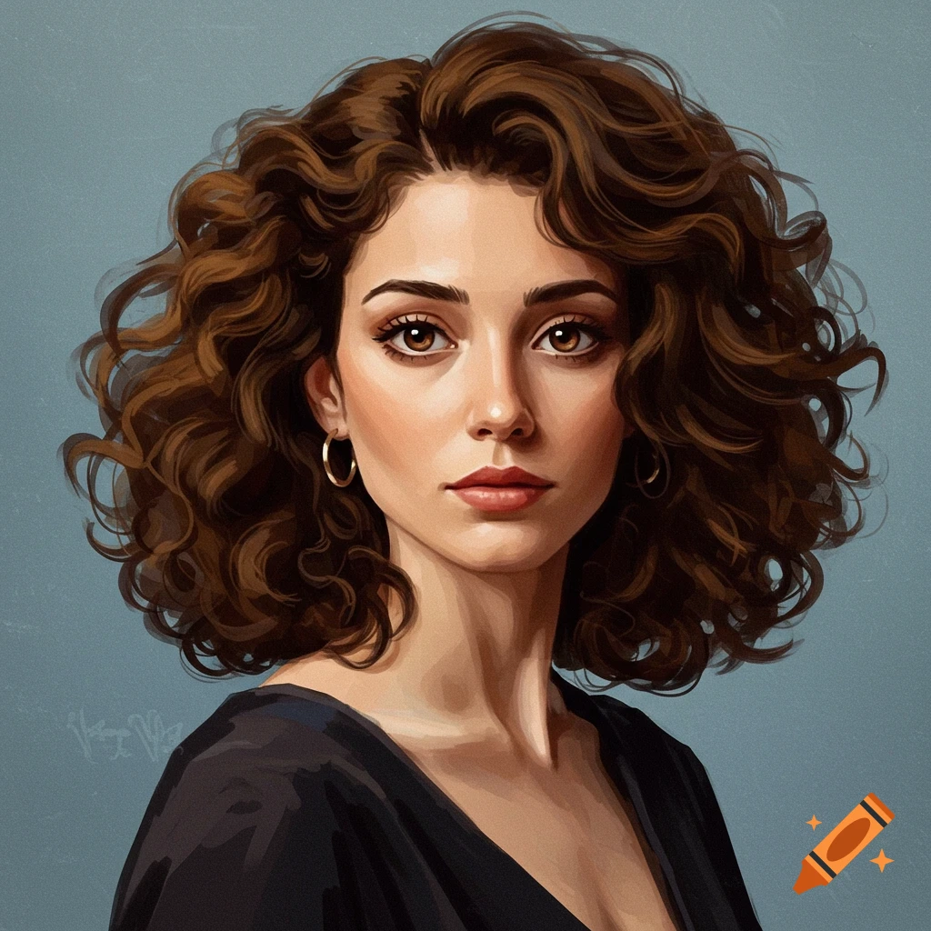 Portrait of a woman with shoulder-length curly brown hair.
