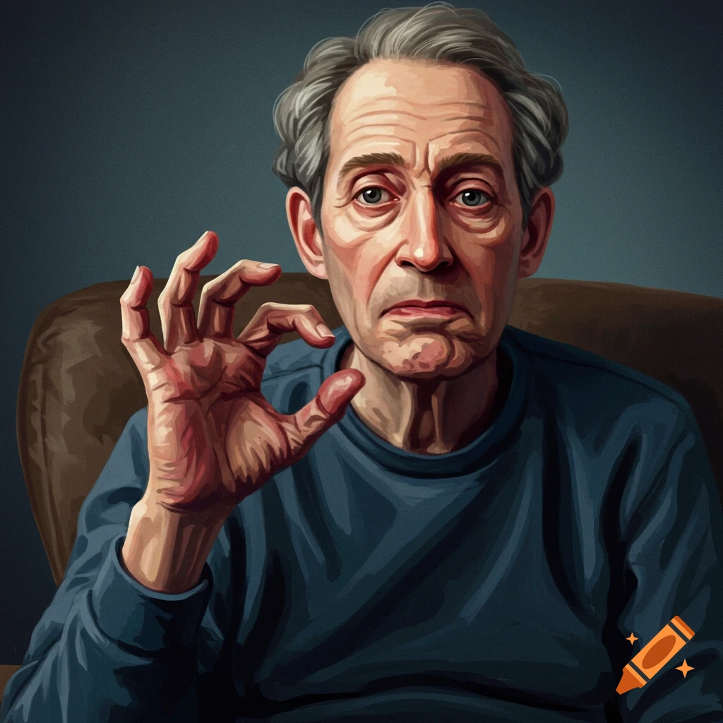 An older man making an OK gesture.