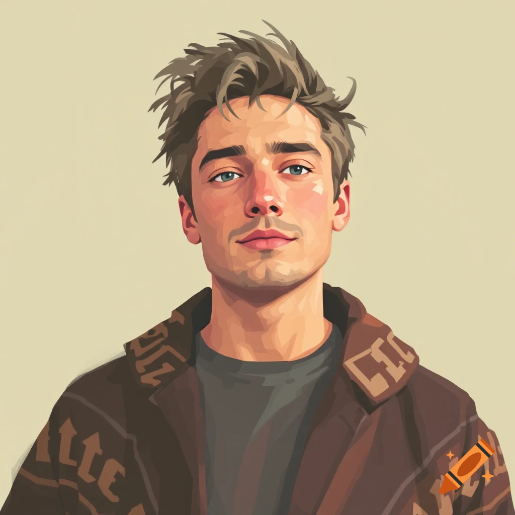 Portrait of a man in a patterned jacket.
