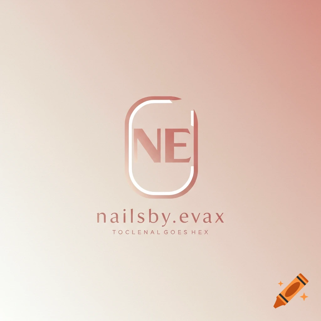 Logo with NE initials and 'nailsby.evax' text on a pink background.