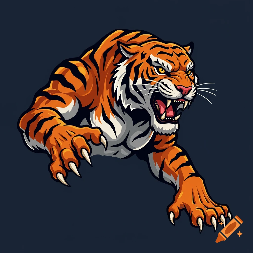 A roaring tiger mascot