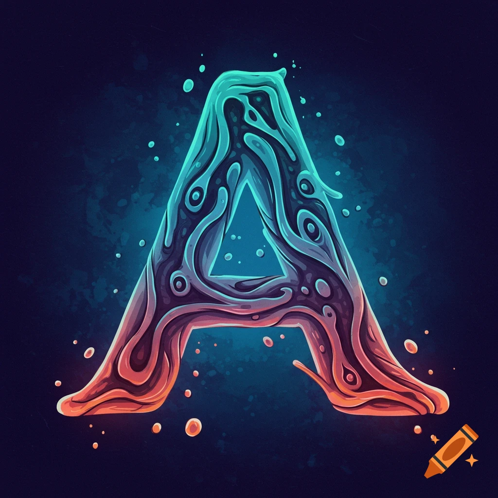 A vibrant, abstract letter A