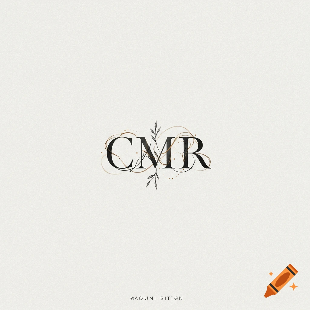 Elegant logo with initials CMR and botanical fine line art