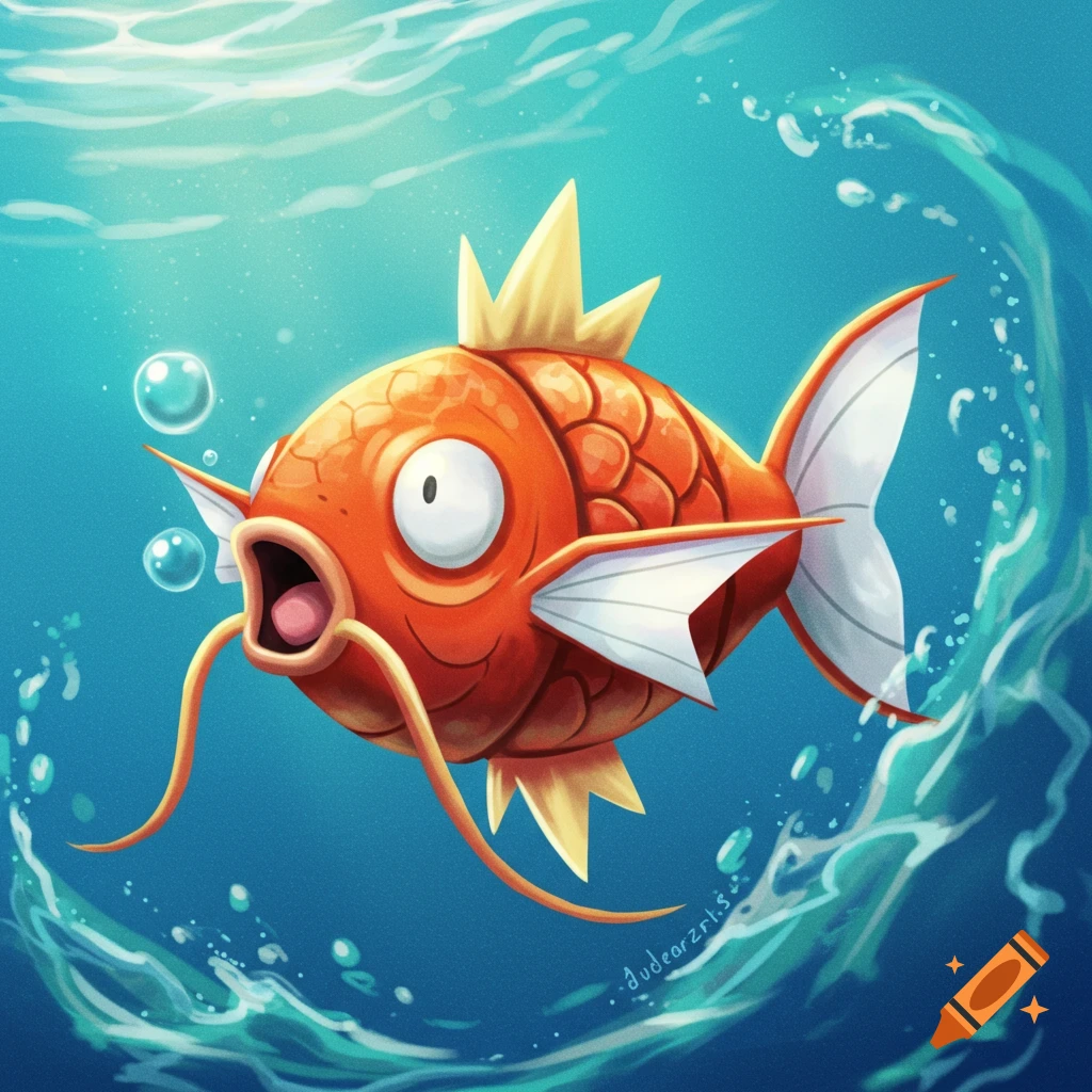 A Magikarp swimming underwater.