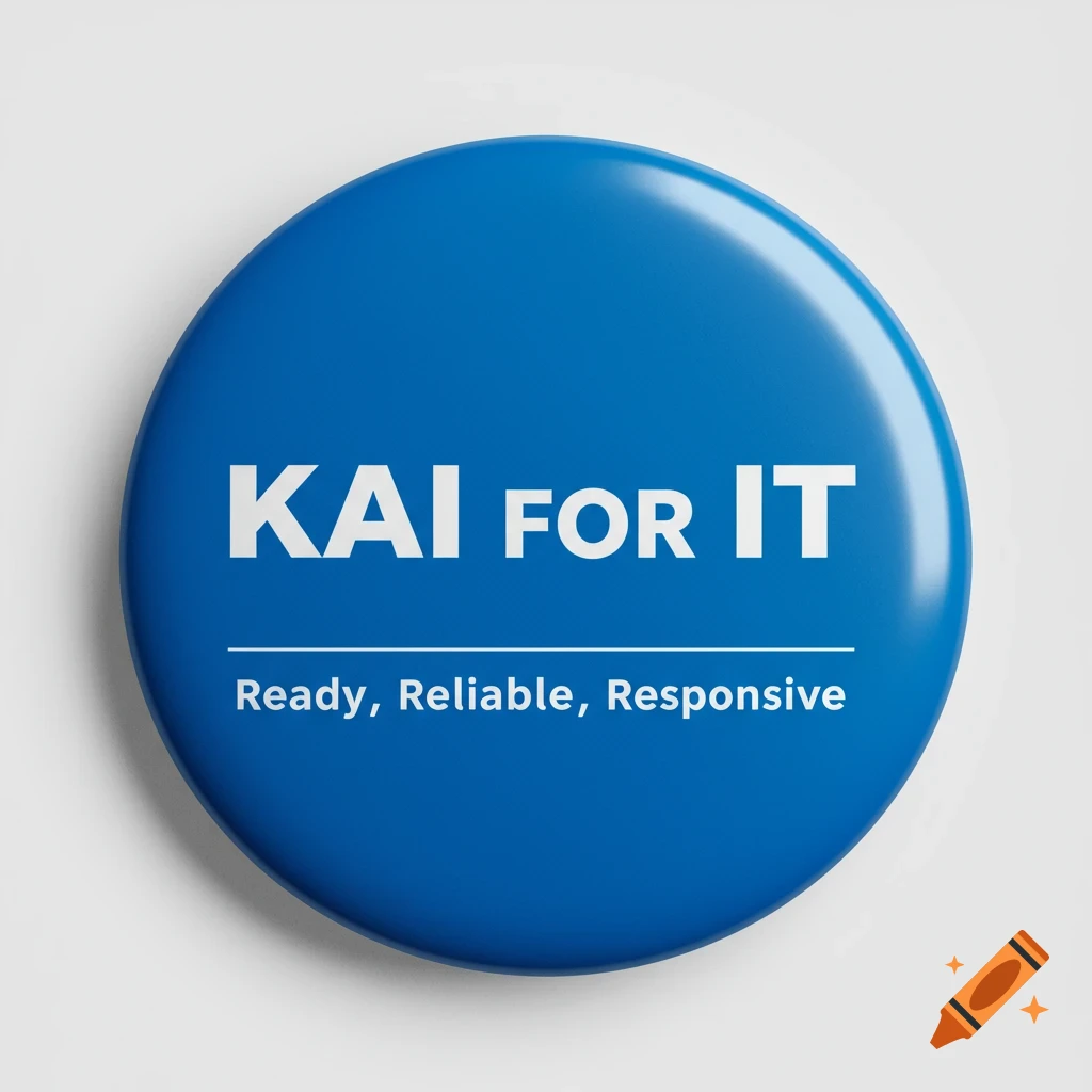 A blue campaign button with white text that reads 'KAI FOR IT Ready, Reliable, Responsive'.