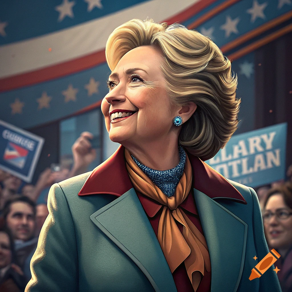 Hillary Clinton smiling at a political rally.