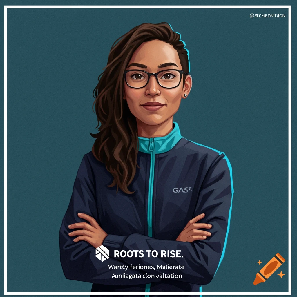 Digital illustration of a woman in glasses and a jacket, arms crossed.