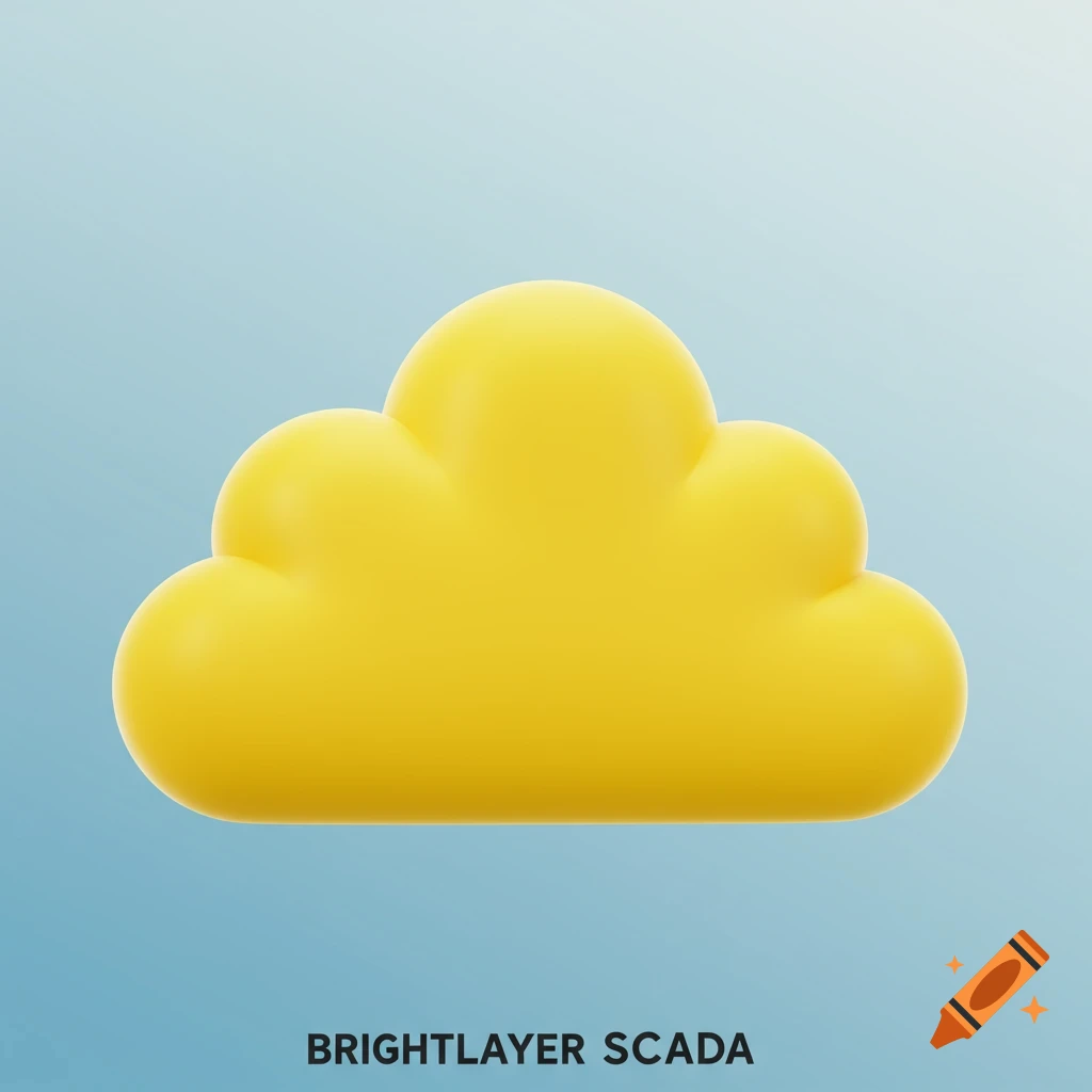 A yellow 3D cloud icon above the text BRIGHTLAYER SCADA.