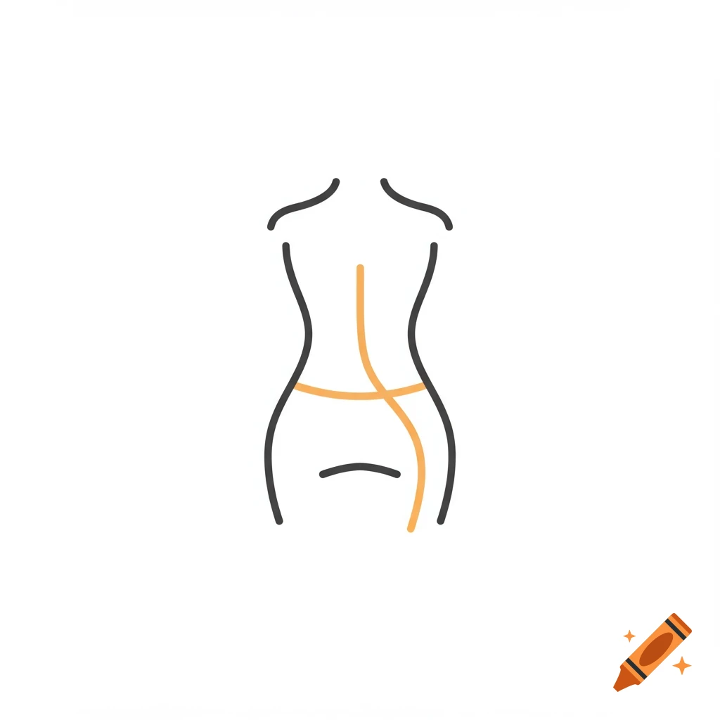 Minimalist line art icon of a female torso/waist.