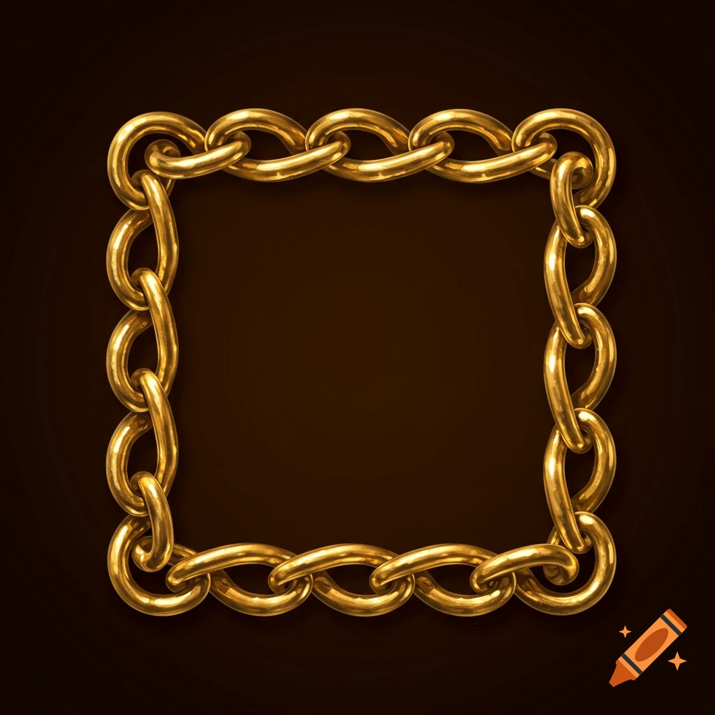 A gold chain forms a square frame.