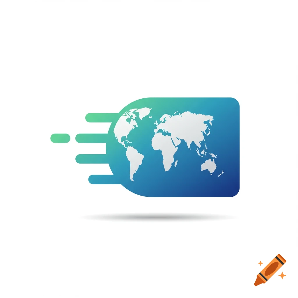 Modern logo with world map and speed lines