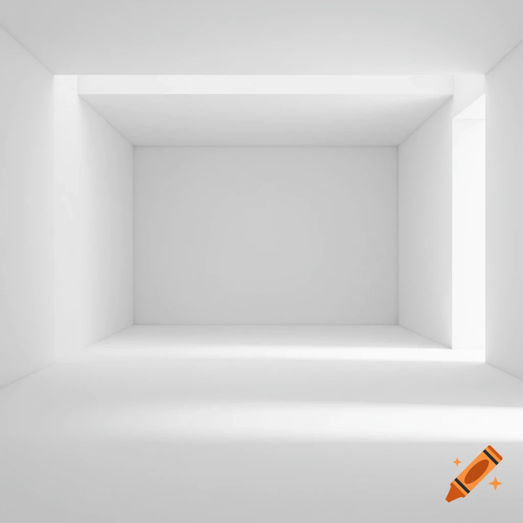 A bright white empty room with shadows