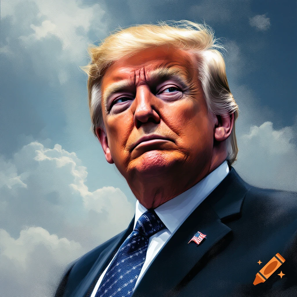 Portrait of Donald Trump against a dramatic sky, styled like the Obama Hope poster.