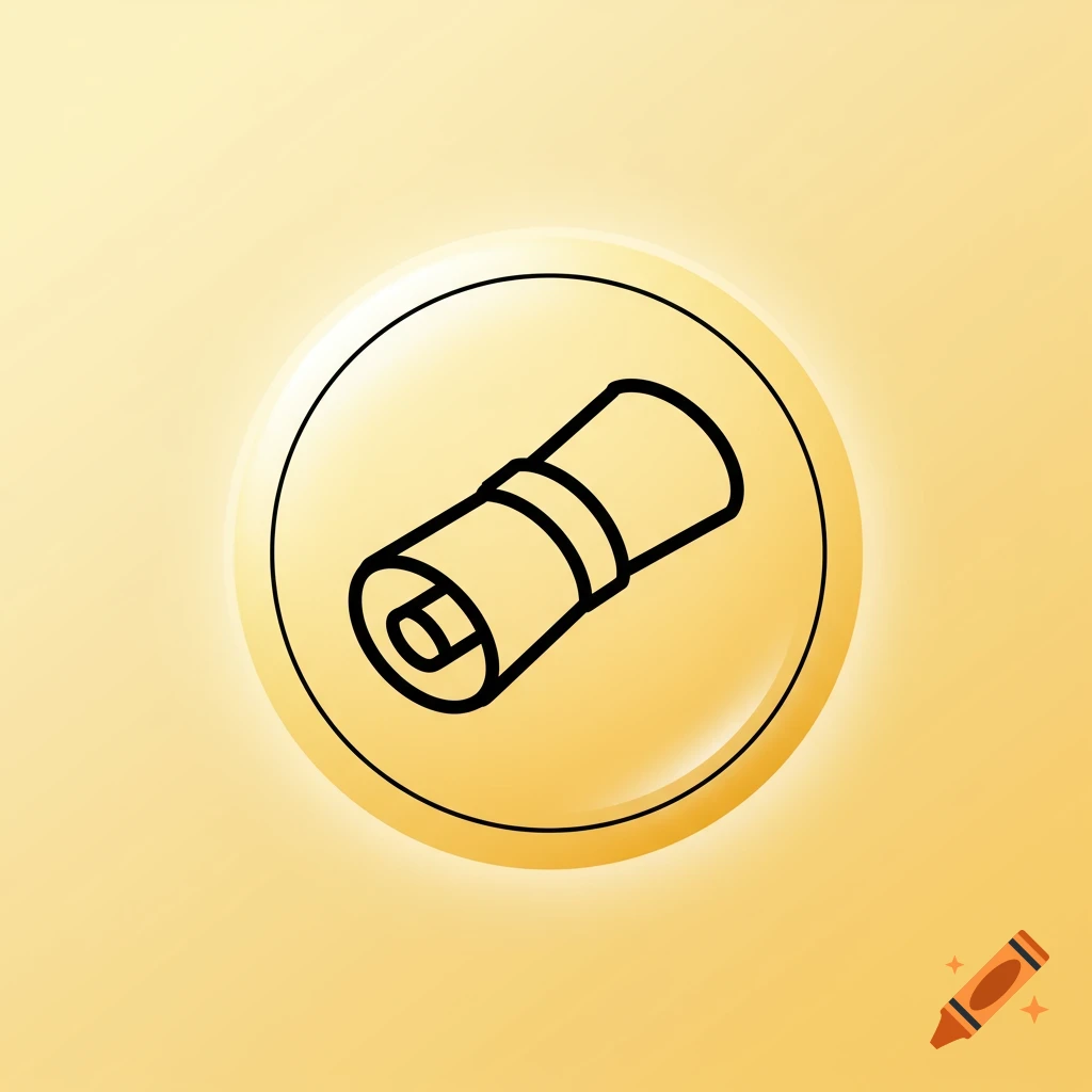 A light yellow icon with a black outline of a diploma.
