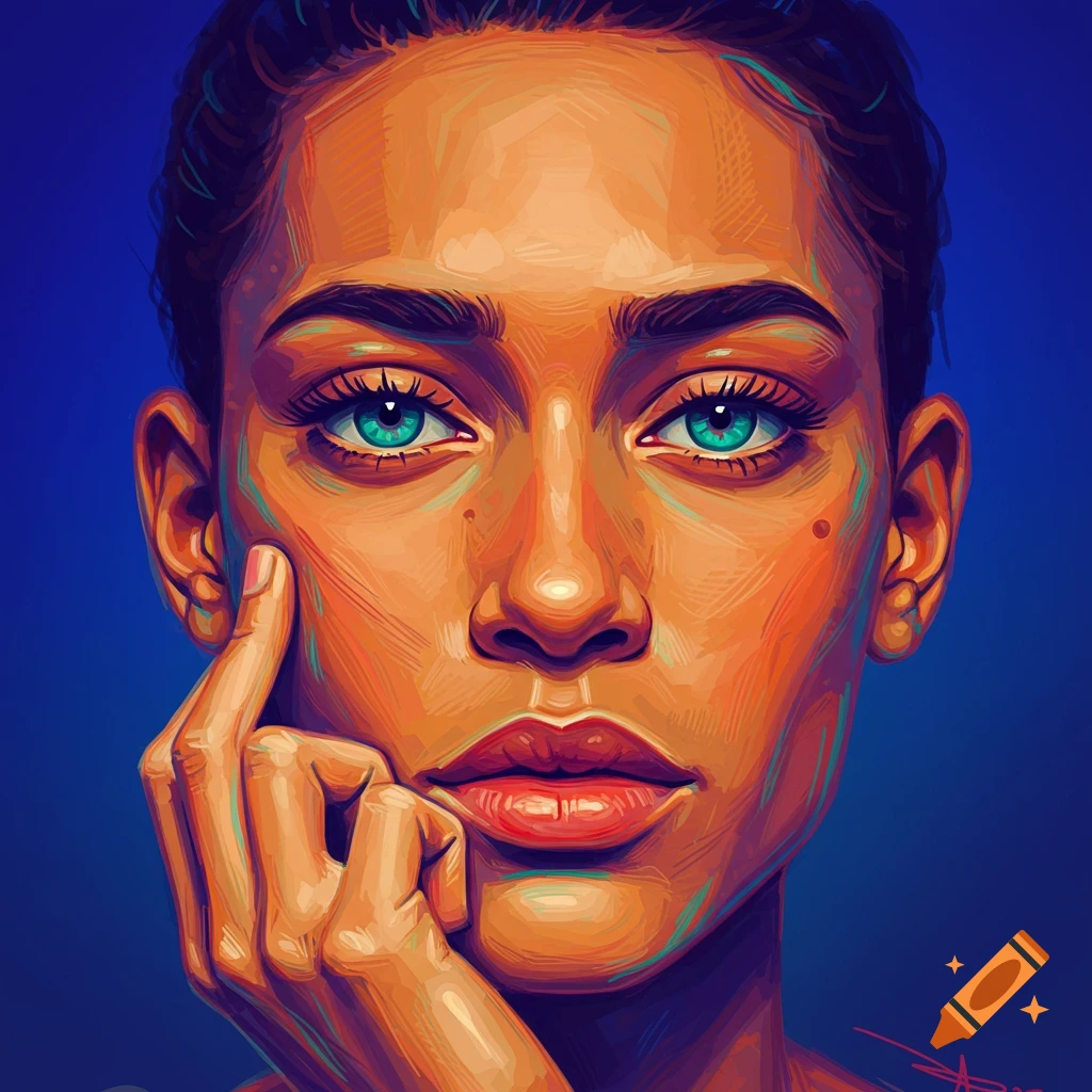 Portrait of a woman's face with vibrant colors
