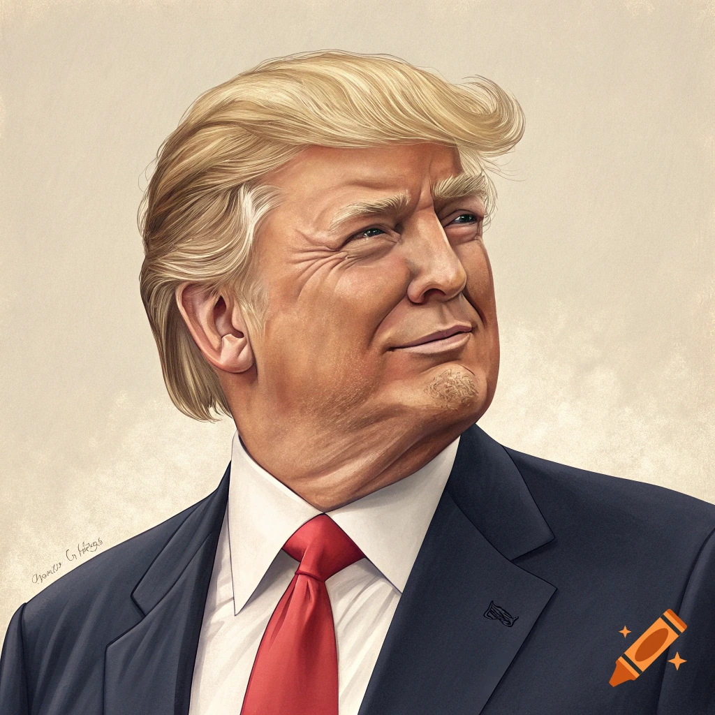 Portrait illustration of Donald Trump