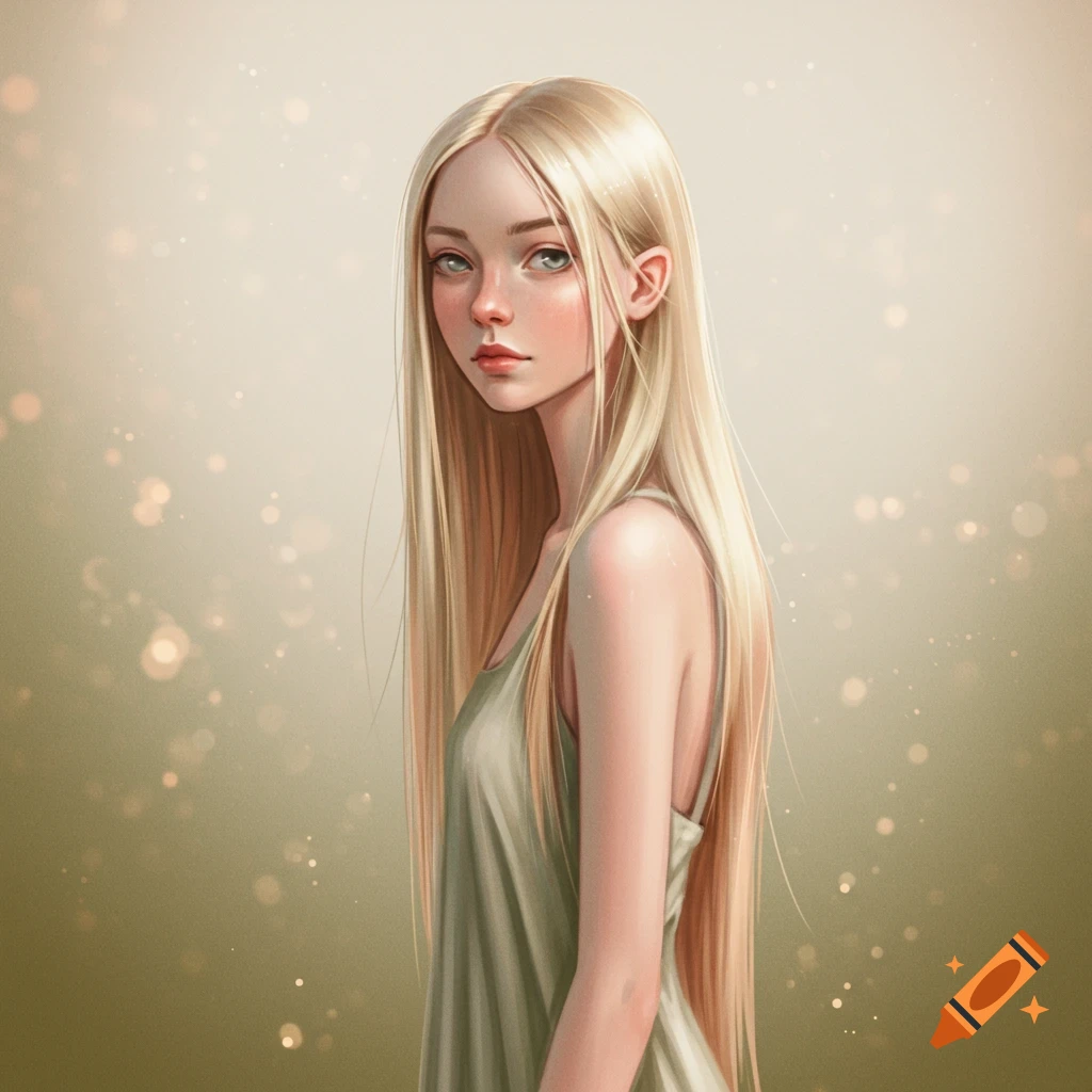A young woman with long blonde hair is looking at the camera.