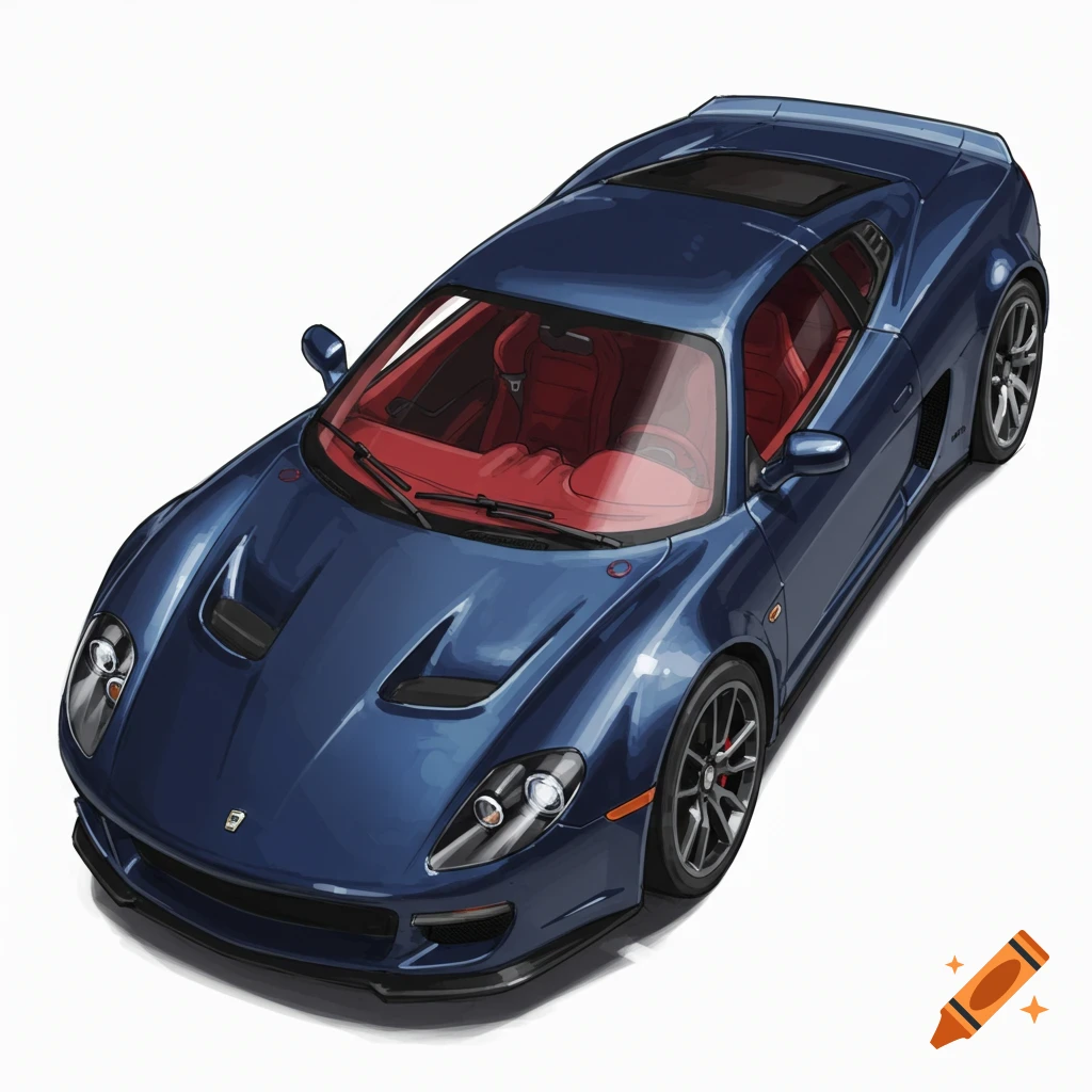 Blue sports car from above
