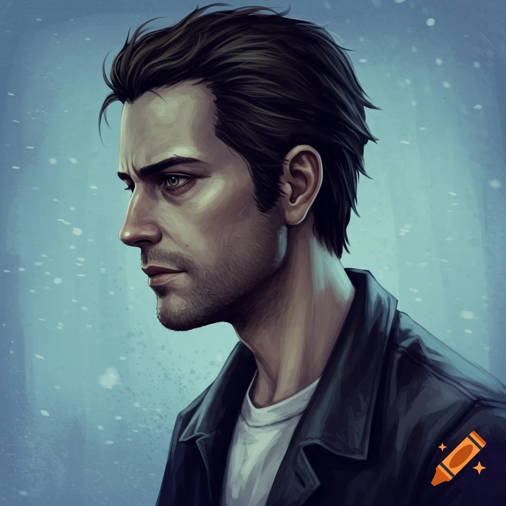 Profile portrait of a man resembling Alan Wake.