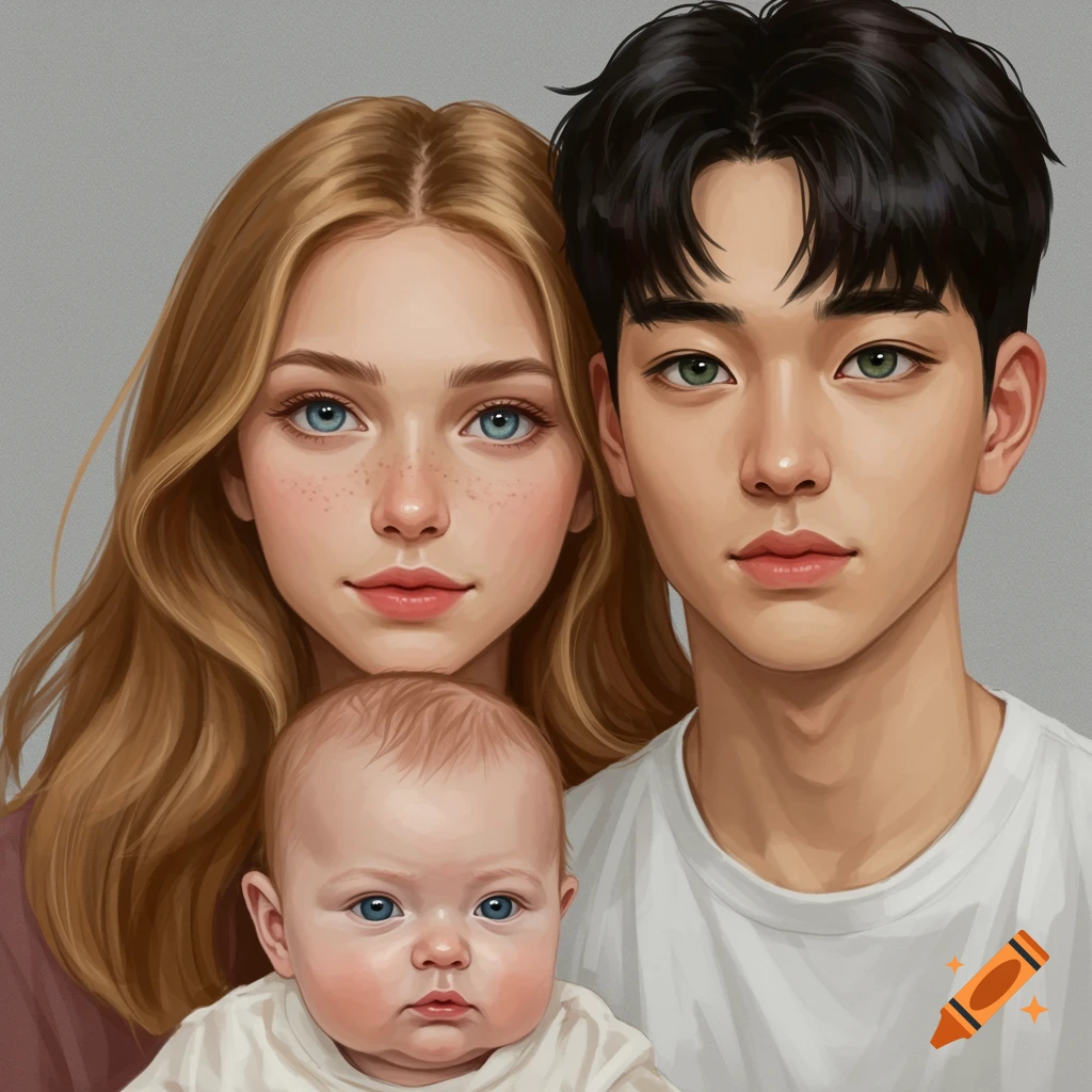 A mixed-race couple and their baby.