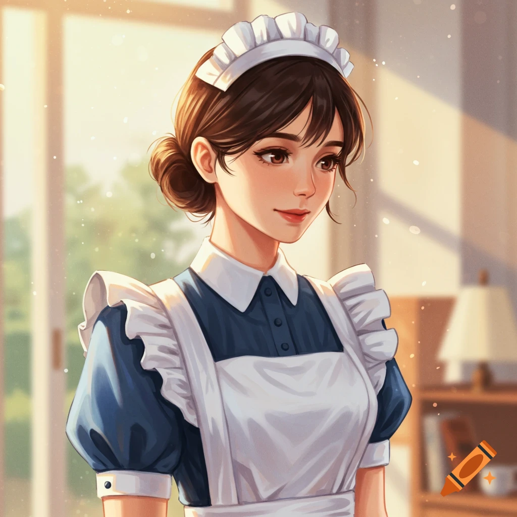 A woman in a maid outfit