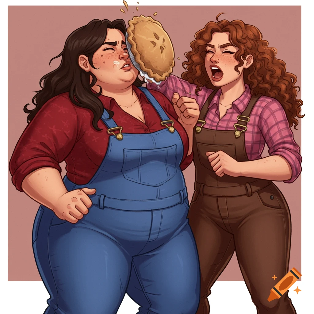 A woman is getting hit in the face with a pie by another woman.