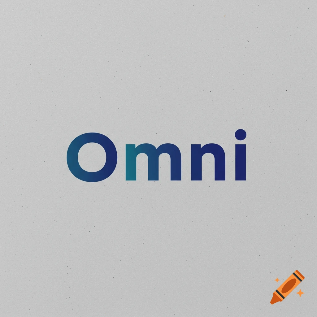 The word Omni in blue and teal gradient on a textured gray background.