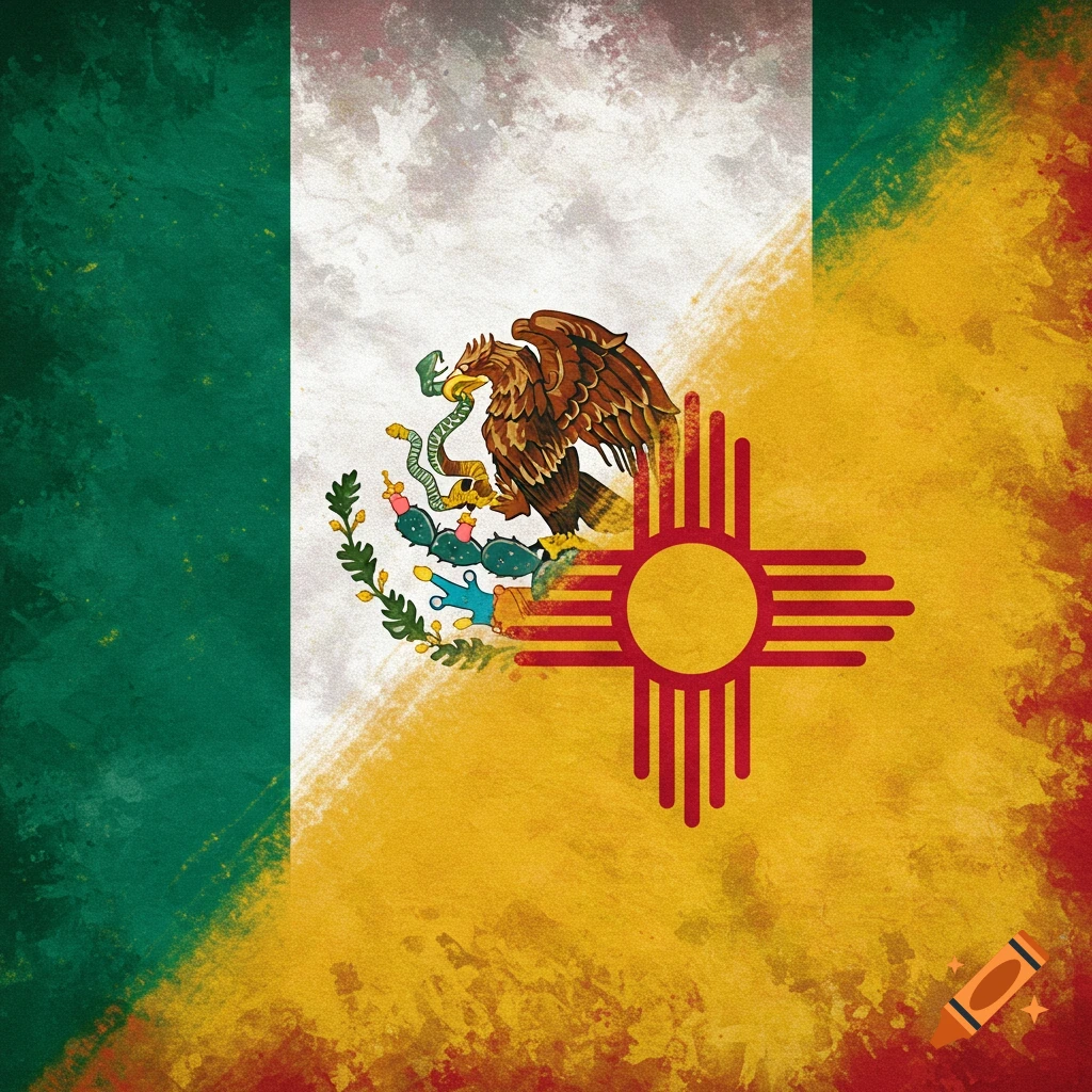 Image combining the Mexican flag with the New Mexico flag