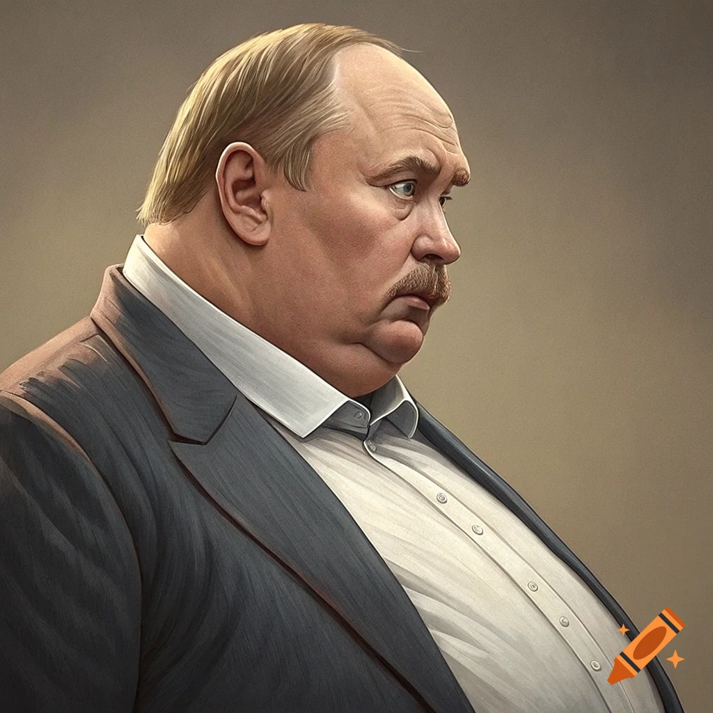 Portrait of an extremely obese man in a suit.
