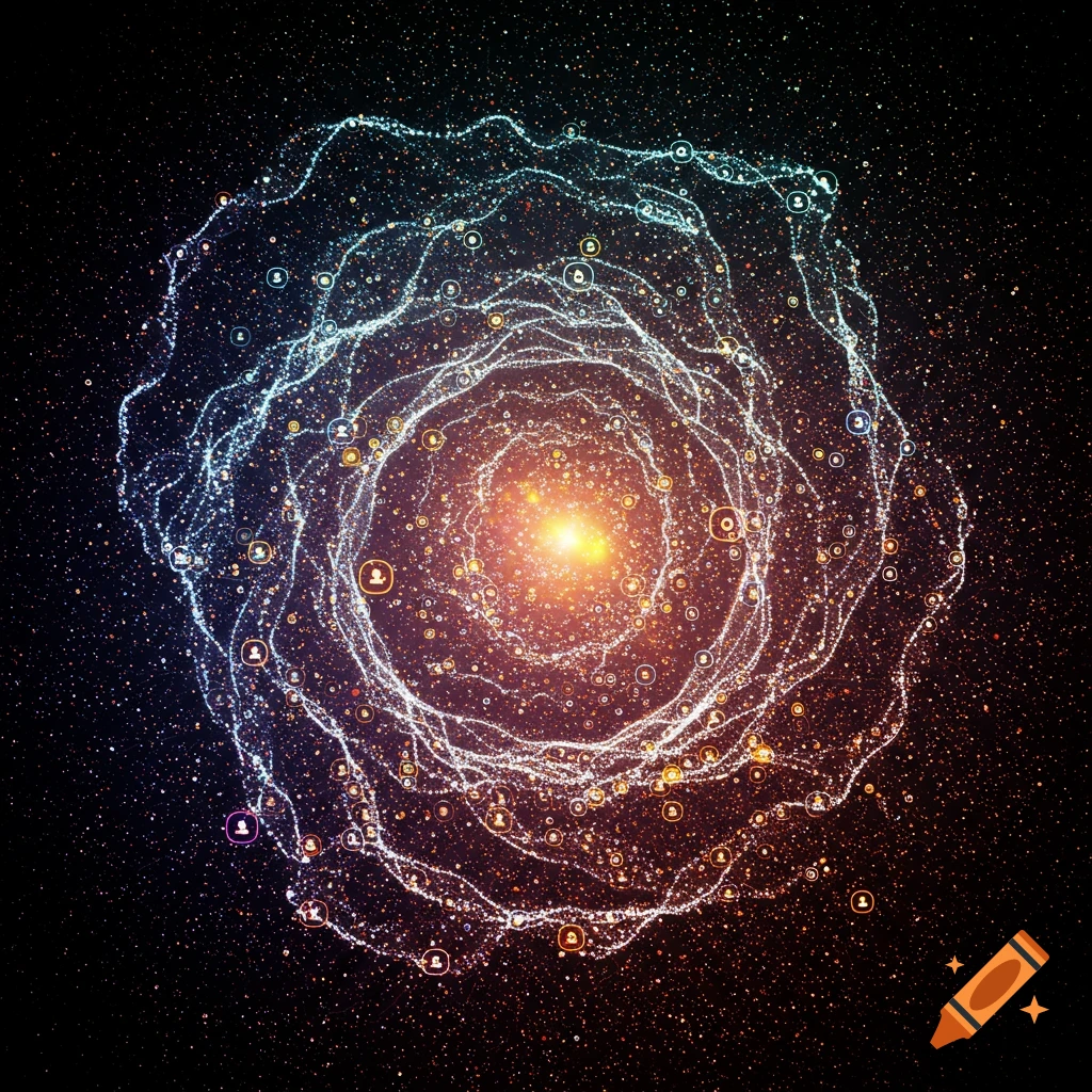 Abstract glowing network or database structure in space