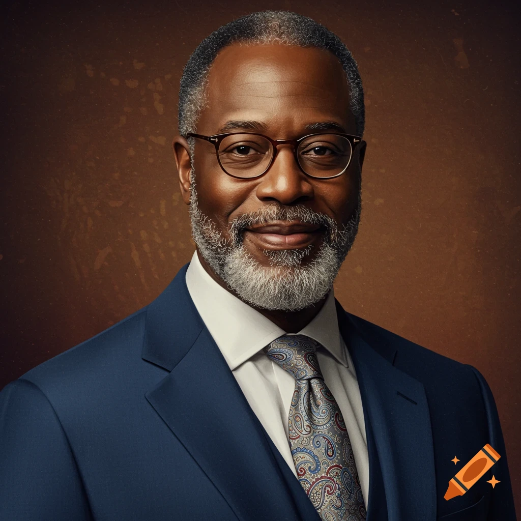 A man in a blue suit with a beard and glasses.