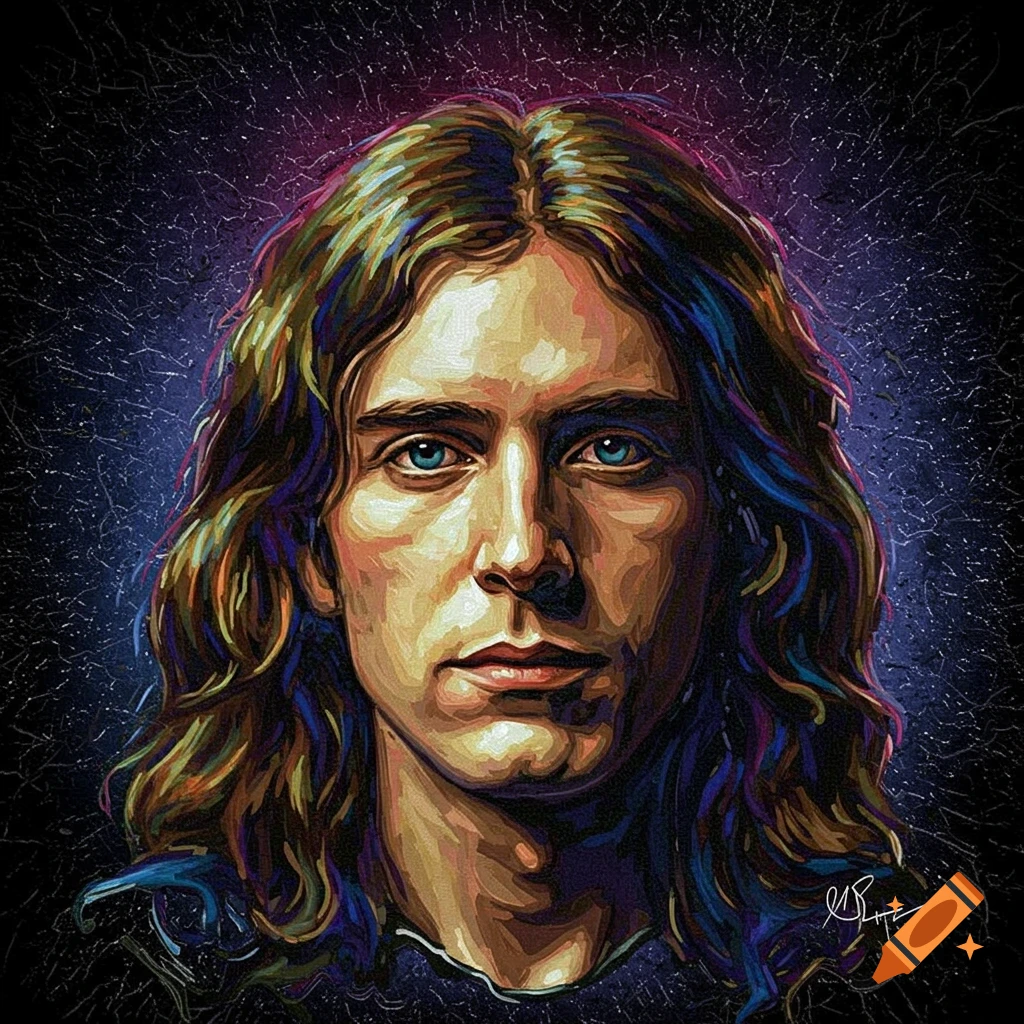 A person with long brown hair and blue eyes