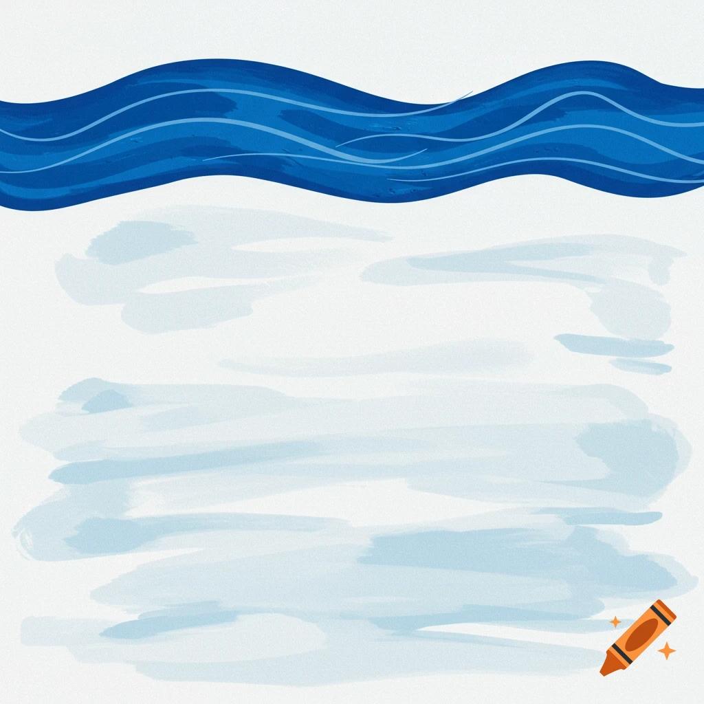 A wavy blue band over abstract lighter blue shapes.