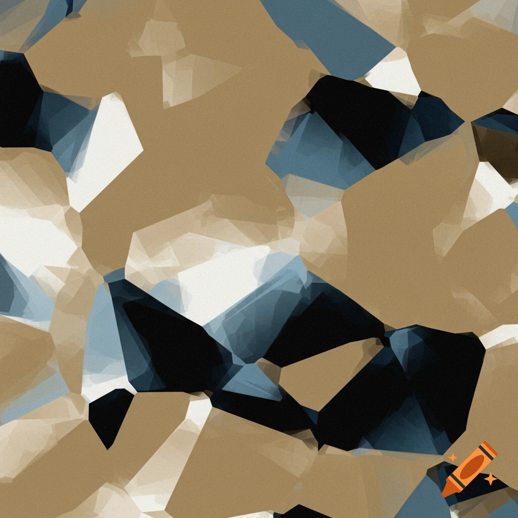An abstract digital pattern in tan, black, white, and blue.